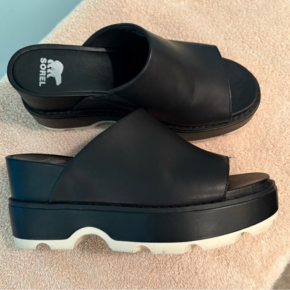 Sorel Black Platform Mules